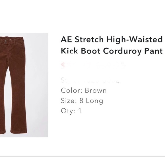 American Eagle corduroy pants size 8 LONG - Picture 6 of 6